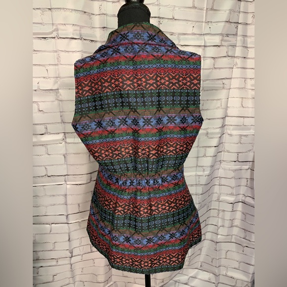 Maakif Vintage Southwest Style Sleeveless Zip Up Vest - Picture 7 of 8